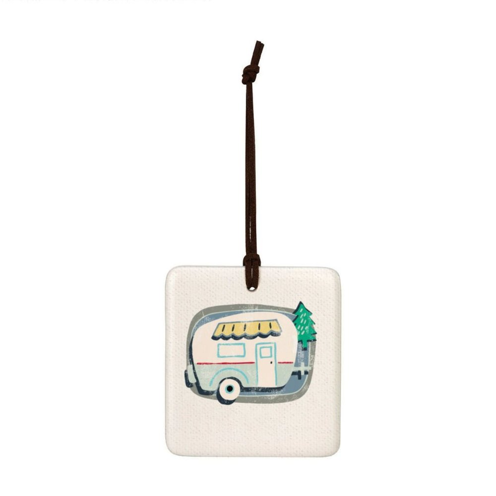 White Camper Magnetic Ornament